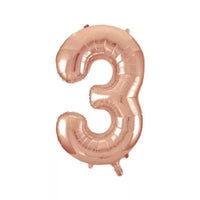 Unique Foil Balloon Rose Gold 34" Number 3