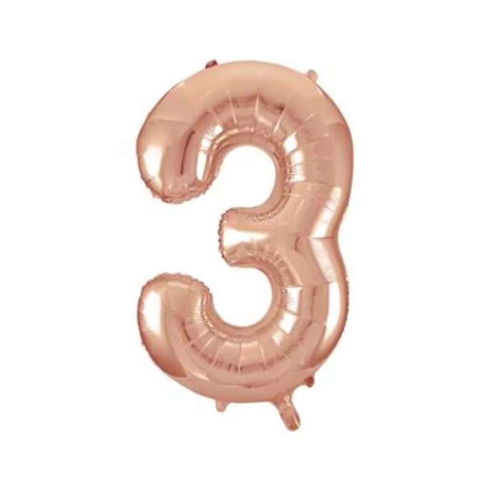 Unique Foil Balloon Rose Gold 34" Number 3