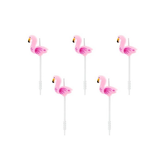 PartyDeco 5 Pack Party Candle Flamingo