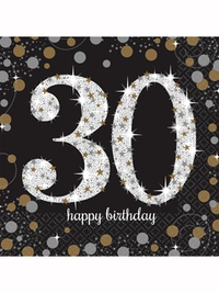 Amscan Gold Celebration 30th Napkins 16pk