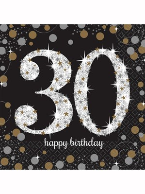 Amscan Gold Celebration 30th Napkins 16pk