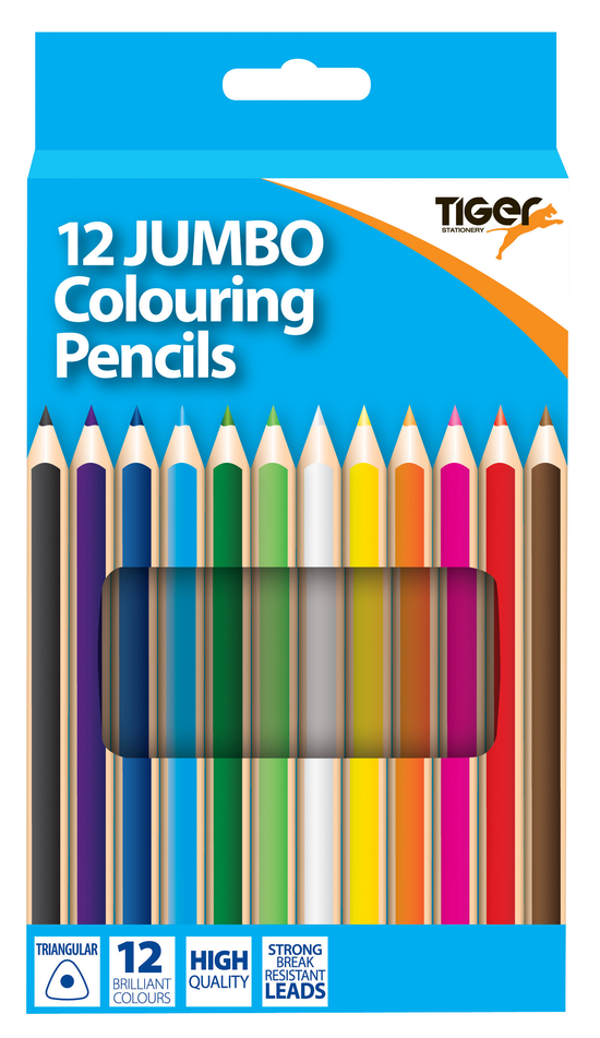 Tiger Stationery 12 Pack Colouring Pencils Jumbo