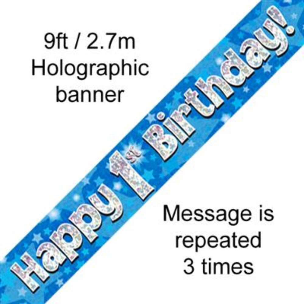 Oaktree Banner Age 1 Blue Holographic 9ft