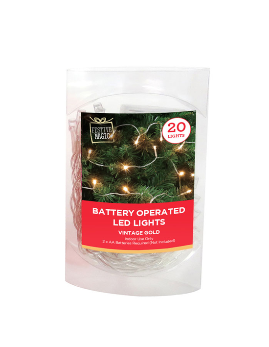 LED String Lights Vintage Gold 20pk