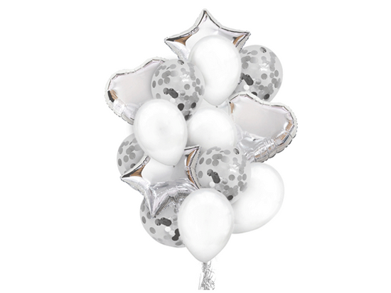 Eurowrap 14 Pack Foil Balloon Bouquet Silver