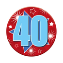 Six small birthday badges by Tiger Feet featuring the number 40, perfect for celebrating milestone age events.