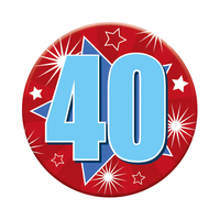 Six small birthday badges by Tiger Feet featuring the number 40, perfect for celebrating milestone age events.