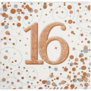 Oaktree Fizz Age 16 Rose Gold Napkins 16pk