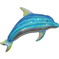 Anagram Foil Balloon Iridescent Blue Dolphin 29"