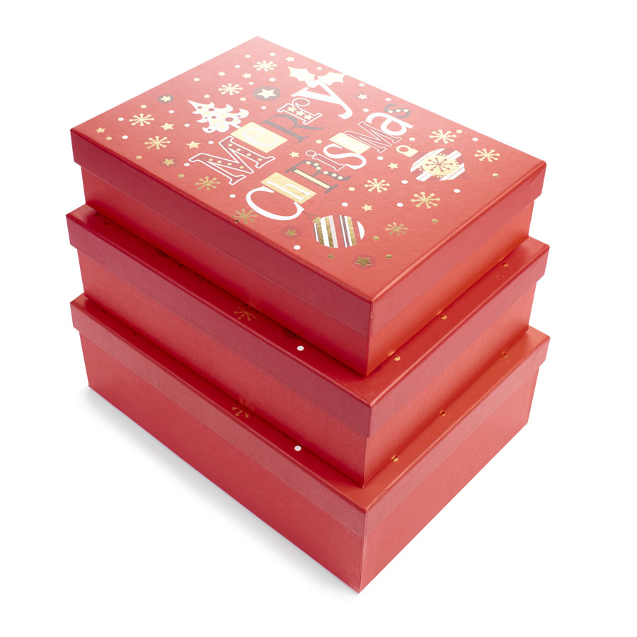 Tulip Set of 3 Gift Boxes Xmas Text Large