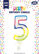 Eurowrap Party Candle Number 5 Glitter Rainbow