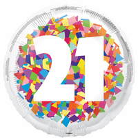 Unique Foil Balloon Bright Confetti Age 21 18"