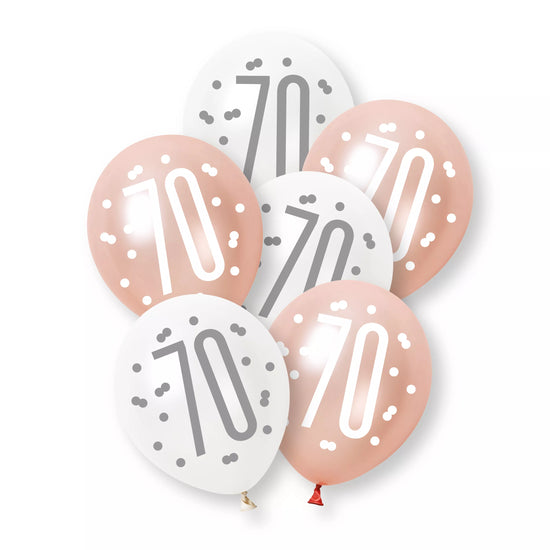 Unique Glitz Age 70 Rose Gold 12" Latex 6pk