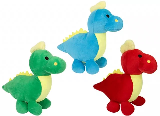 Colorful plush dinosaur soft toy, 8-inch PMS International dinosaur in various vibrant colors, perfect for cuddling and play.