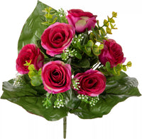 Eleganza Rose & Eucalyptus Bush Fuchsia 35cm