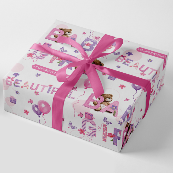 Giftwrap Birth Congratulations Pink 24pk