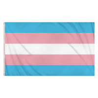 Transgender Pride flag, 5ft by 3ft, with colorful stripes representing LGBTQ+ pride, displayed flat against a surface.
