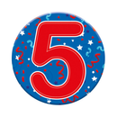 Six small Tiger Feet birthday badges featuring the number 5, perfect for celebrating a fifth birthday.