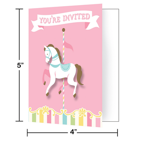 Carousel Invitations With Envelopes 8pk