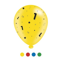 Age 1 Assorted 10" Latex Balloons 8pk