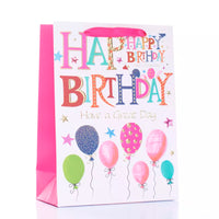 Medium Tulip gift bag featuring colorful birthday balloons design, perfect for celebrating with a cheerful, festive look.
