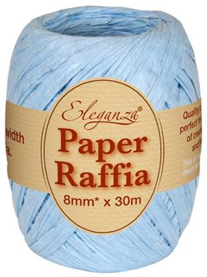 Eleganza Paper Raffia Ribbon Light Blue 8mm x 30M