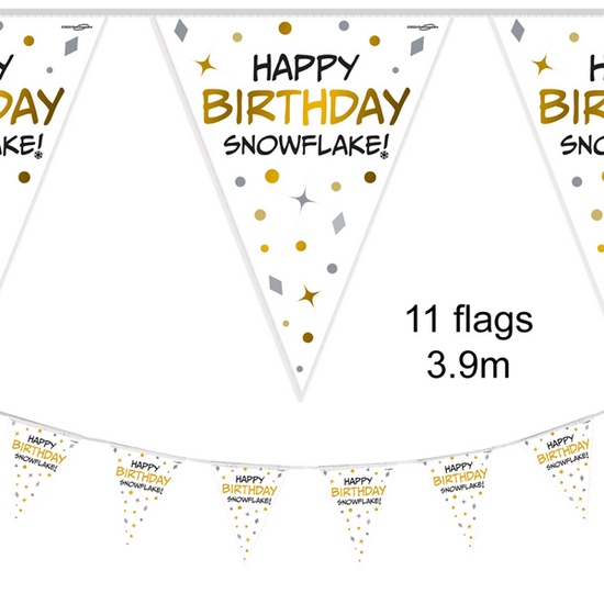 Happy Birthday Snowflake Bunting 3.9m