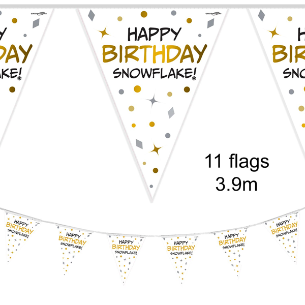 Happy Birthday Snowflake Bunting 3.9m