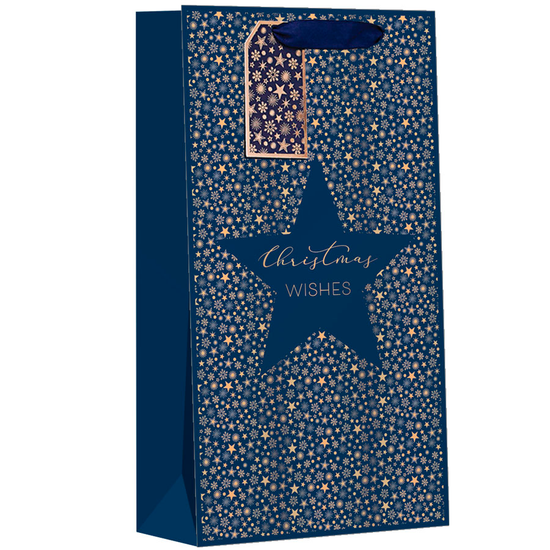 Gift Bags Christmas Star Double Bottle 6pk
