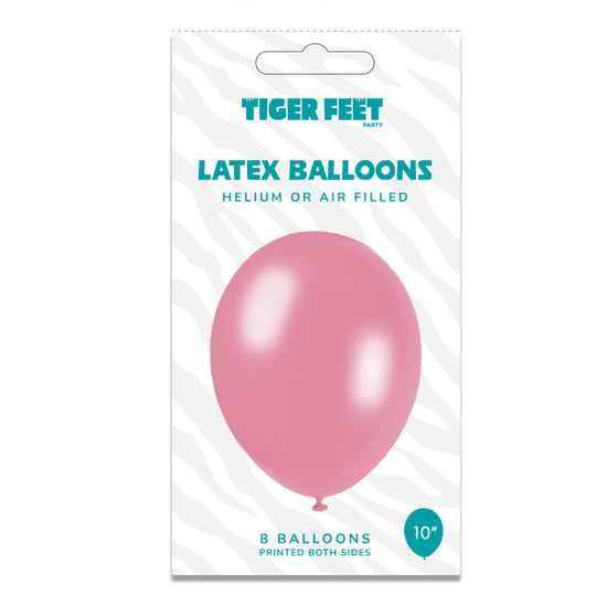 Tiger Feet 6 x 8pk Latex Balloons Pink 10
