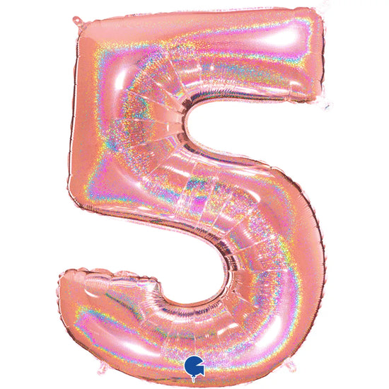 Grabo Foil Glitter Holo Rose Gold 40" Number 5