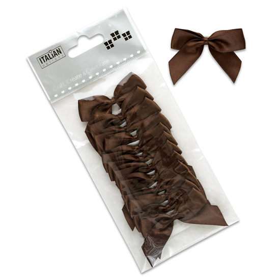 Italian Options 12 Pack Ribbon Bows Brown 5cm