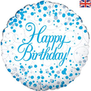 Oaktree Fizz Happy Birthday Blue 18" Foil Balloon