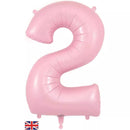 Oaktree 34-inch matte pink foil number 2 balloon, festive decoration, shiny surface, designed for celebrations and parties.