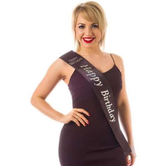 Alandra Sash Happy Birthday Black