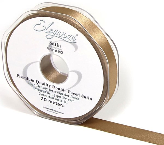 Eleganza Satin Ribbon Mocha 15mm x 20m