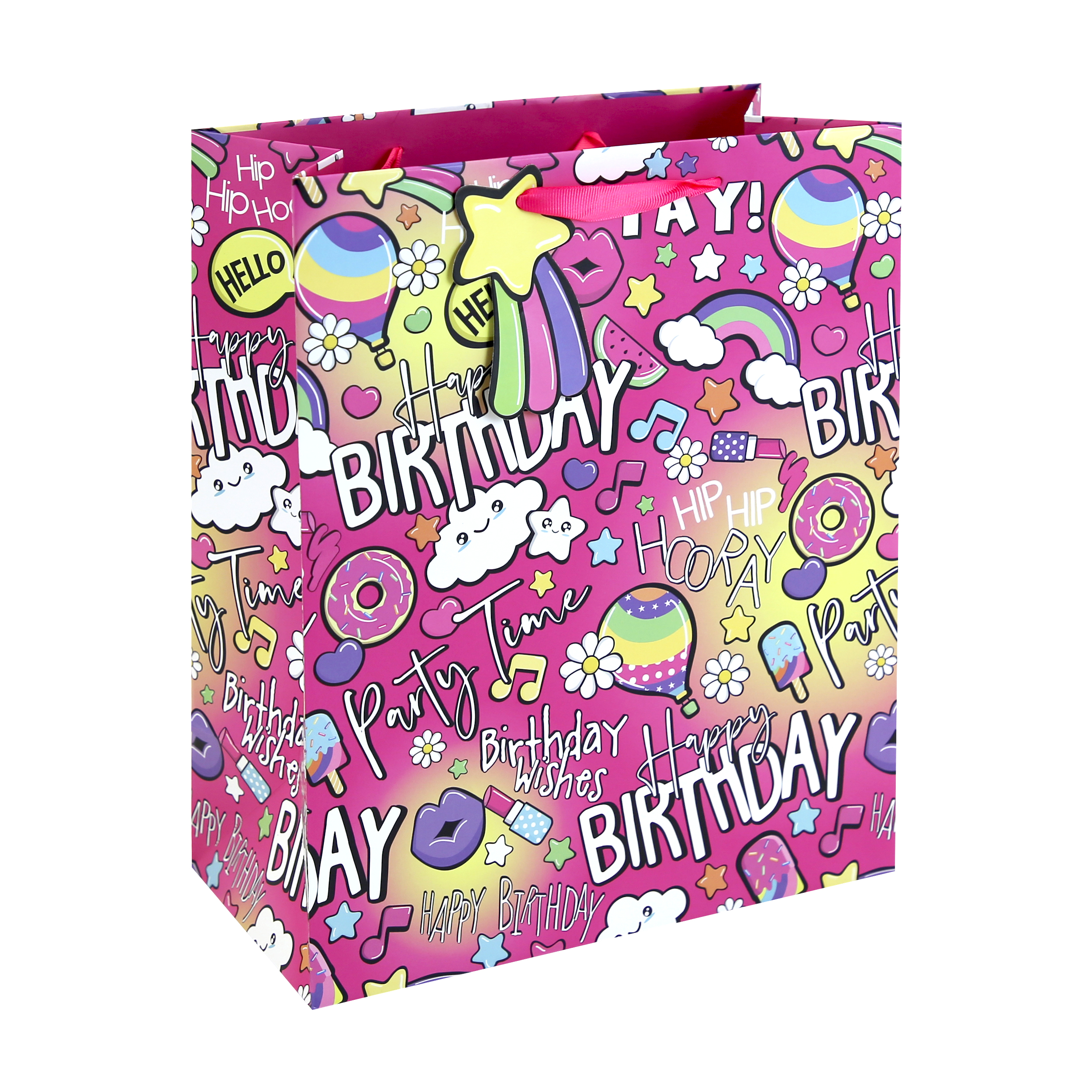Eurowrap 6 Pack Gift Bag Girly Text Large