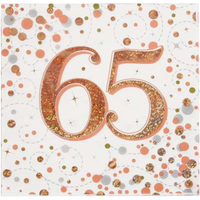 Oaktree Fizz Age 65 Rose Gold Napkins 16pk