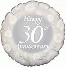 Oaktree 30th Anniversary 18-inch foil balloon with shiny metallic finish and celebratory design.