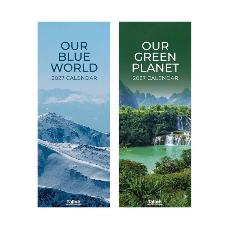 Calendar Super Slim Blue & Green Planet 2027 24pk