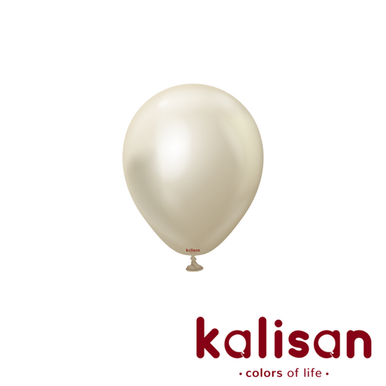 Kalisan Mirror White Gold 5" Latex Balloons 100pk