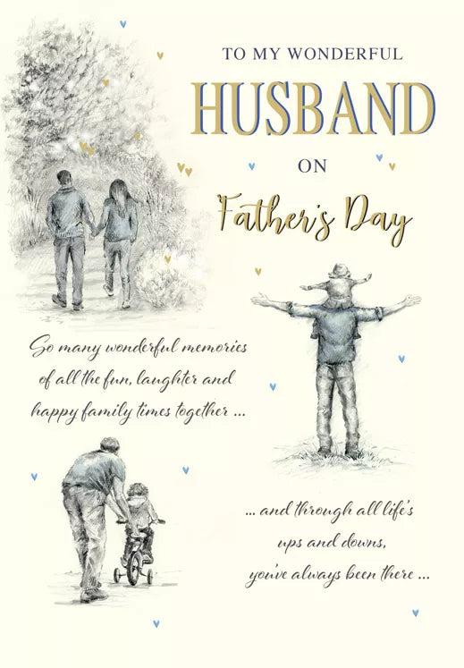 Set of six Regal Father's Day cards for husbands with festive designs, ideal for celebrating Dad on special occasions.