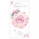 Set of six Prelude C55 Baby Shower cards featuring playful designs, perfect for celebrating new arrivals.
