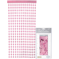 Light Pink Foil Stars Door Curtain 1m x 2m