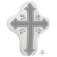 Anagram Grey Holy Cross 28" Foil Balloon