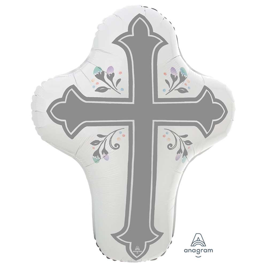 Anagram Grey Holy Cross 28" Foil Balloon