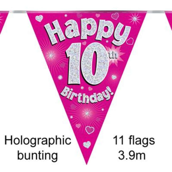 Oaktree Flag Banner Age 10 Pink Holographic 9ft