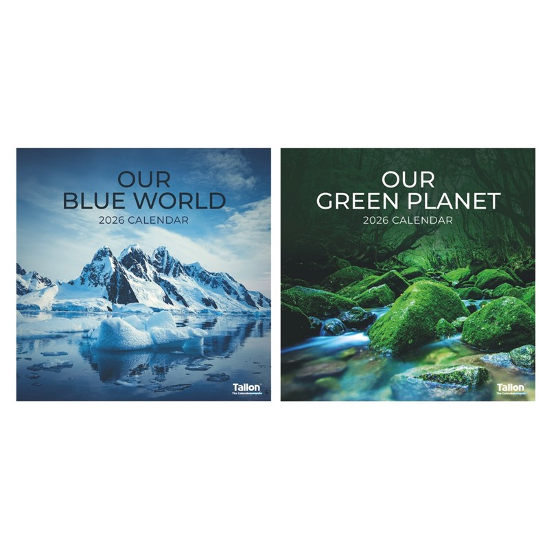 Calendar Square Blue World/Green Planet 2027 12pk