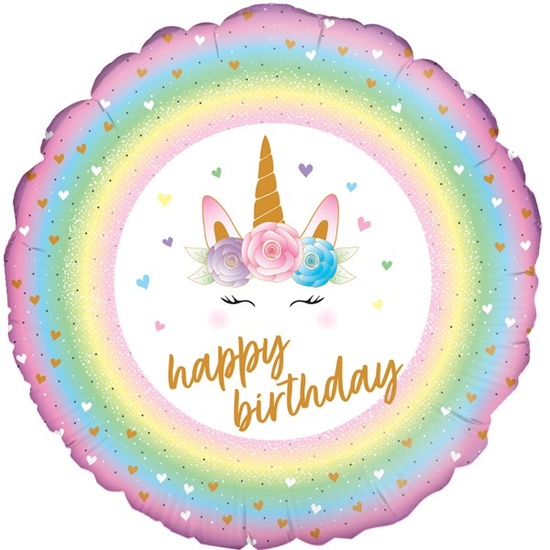 Oaktree Flowers Unicorn Birthday 18" Foil Balloon