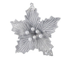 Davies Products Decoration Poinsettia Silver 25cm